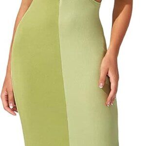 Women's Sexy Cut Out Keyhole Bodycon Dress Short Sleeve Colorblock Casual